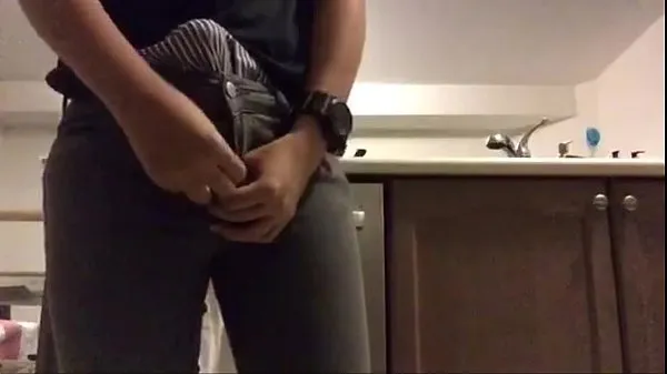 New Trying my gf's jeans with a hard on fine Tube