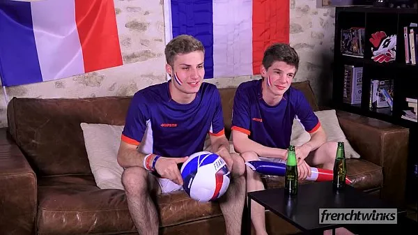 New Two twinks support the French Soccer team in their own way fine Tube