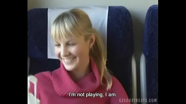 Yeni Czech streets Blonde girl in train ince tüp