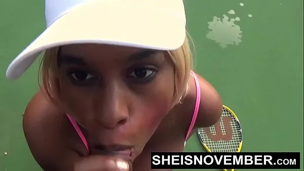 New I'm Sucking A Stranger Big Cock POV On The Public Tennis Court For Beating Me, Busty Ebony Whore Sheisnovember Giving A Blowjob With Her Large Natural Tits And Erect Nipples Out, Exposing Her Big Ass With Upskirt While Walking by Msnovember fine Tube