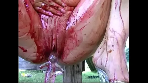 New Extreme food fetish - she gets a load milk in her tight cunt fine Tube