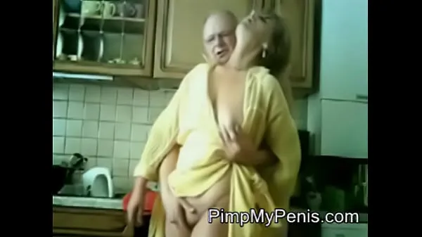 New old couple having fun in cithen fine Tube
