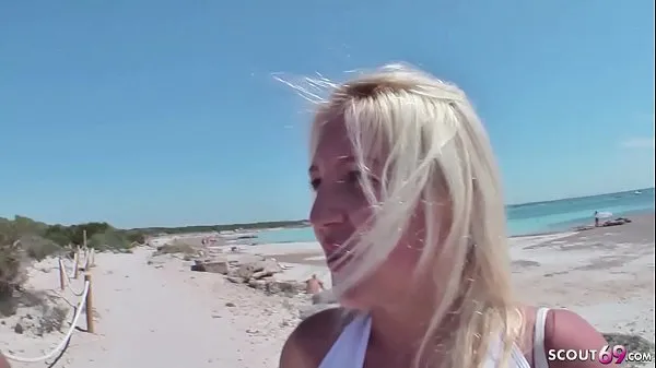 Ny German Blond 18yr old Teen Seduce to Fuck at Beach of Malle fint rør