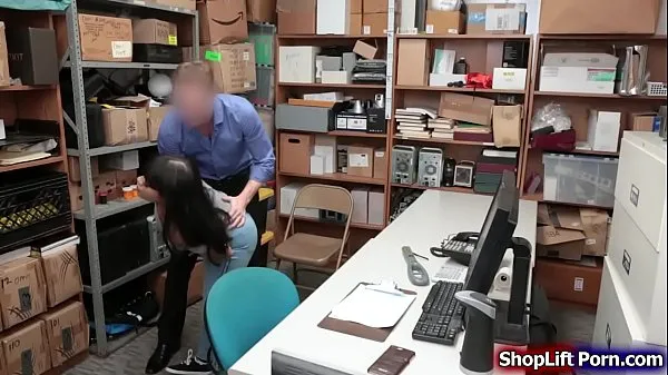 New Busty latina teen is an employee of the store and suspected for helping friends steal officer tells her he wont call the police if she do what he officer sucks her tits and he then lets her throat his cock before fucking her pussy fine Tube