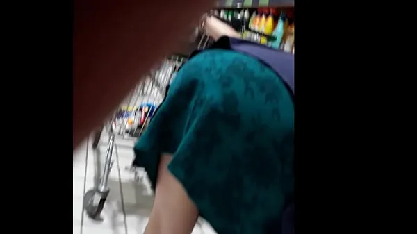 New An old and fat slut in the store without panties fine Tube