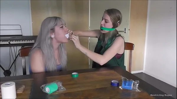 New Two teen girls try gags fine Tube