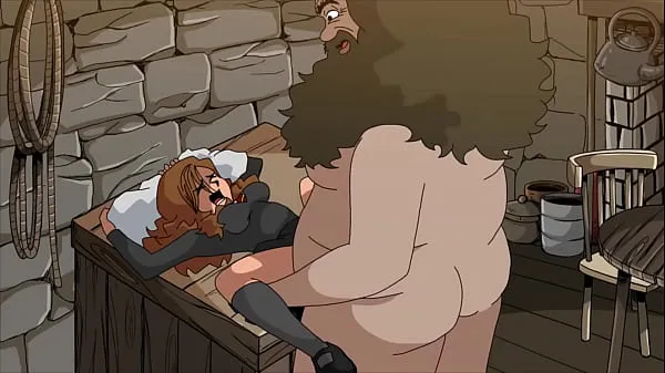 Νέος Fat man destroys teen pussy (Hagrid and Hermione λεπτός σωλήνας