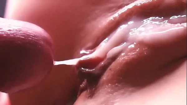 Ống cum between her labia. Close-up tốt mới