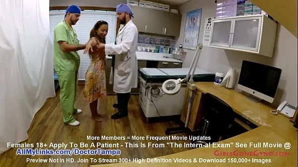 Novo Paciente padronizada Melany Lopez examinada pela enfermeira estudante, dá a ele uma chupada quando o médico Tampa recebe a página de emergência tubo fino