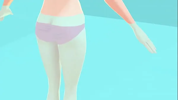 Nieuwe Toyota's anime girl shakes big breasts in a pink bikini fijne Tube