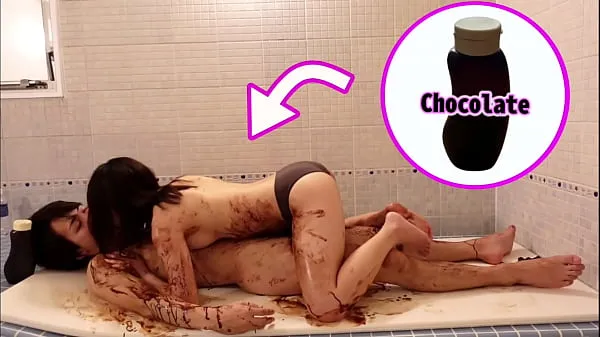 New Chocolate slick sex in the bathroom on valentine's day - Japanese young couple's real orgasm fine Tube