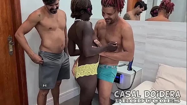 New Brazilian petite black girl on her first time on porn end up doing anal sex on this amateur interracial threesome fine Tube