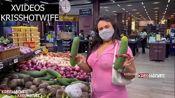 Novo Kriss Hotwife Being Controlled With Lush In Her Pussy Choosing Big Thick Cucumber To Make Special Cuckold Salad tubo fino