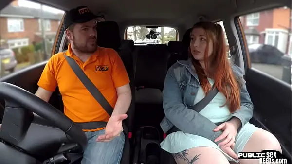 New Curvy ginger inked babe publicly fucked in car by instructor fine Tube