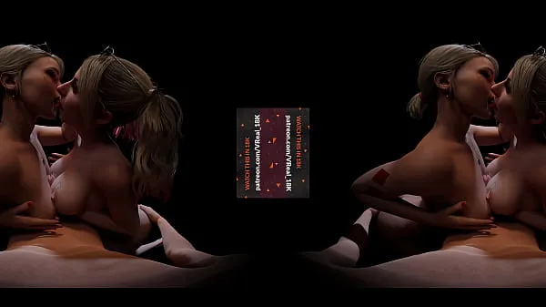Új VReal 18K Double Titfuck with Cum Dirty Tongue Kiss - CGI, 3D, threesome, FFM, Featuring Harley Quinn and Alexa finomcső