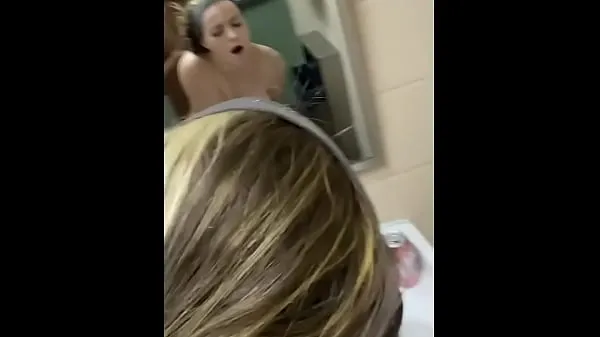 Új Cute girl gets bent over public bathroom sink finomcső