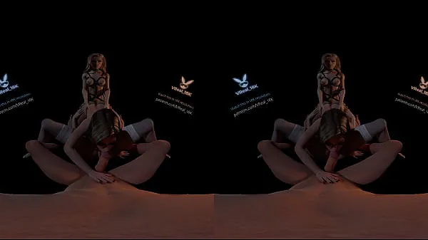 Nytt VReal 18K Spitroast FFFM orgy groupsex with orgasm and stocking, reverse gangbang, 3D CGI render fint rör