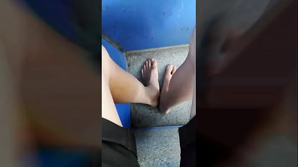 Ống Twink walking barefoot on the road and still no shoe in a tram to the city tốt mới