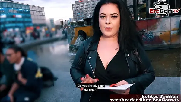 New German fat BBW girl picked up at street casting fine Tube