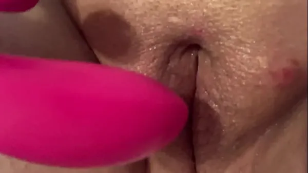 New Woman Solo Plays with Pink Vibrator fine Tube