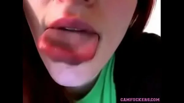 New Sexy redhead teen shows what she can do with her tongue fine Tube